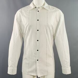 MARCELL VON BERLIN Size 36 White Pinstripe Cotton Oversized Long Sleeve Shirt